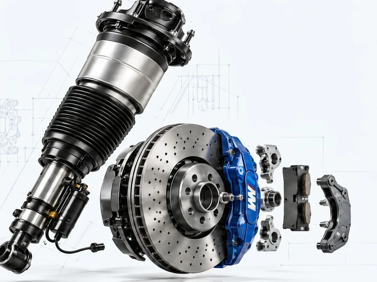 Cụm linh kiện kỹ thuật bầu hơi giảm xóc và phanh xe sang